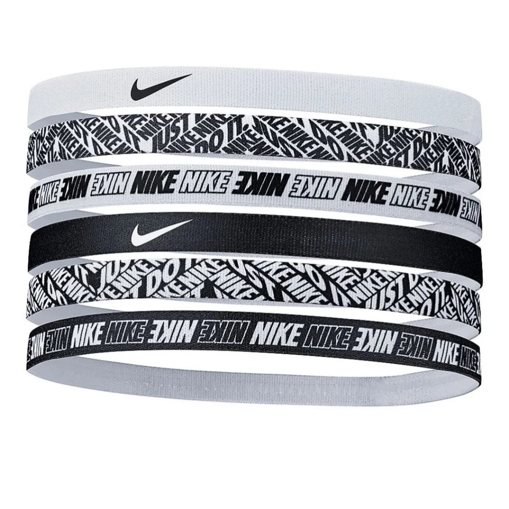 Nike Black White Logo Non-Slip Silicone Headbands Set of 6